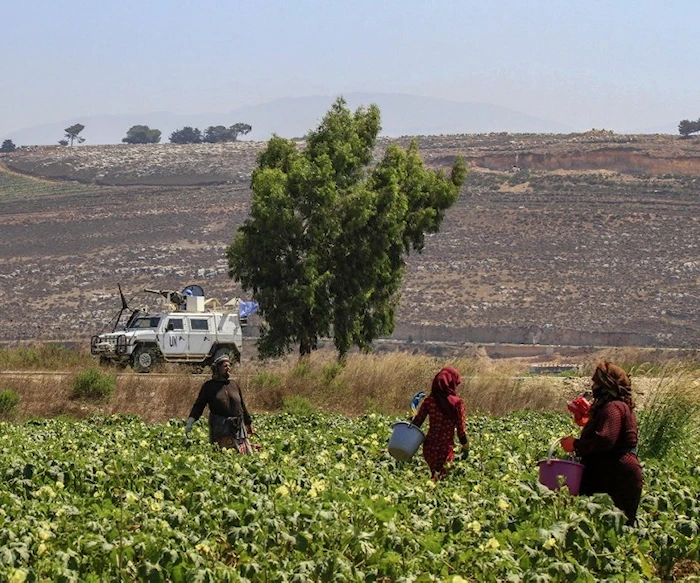 المزارعات في جنوب لبنان يكملن حياتهن بشكل طبيعي فيما يختفي أثر المستوطنين الإسرائيليين وجنود الاحتلال على الحدود مع لبنان (أ ف ب) المزارعات في جنوب لبنان يكملن حياتهن بشكل طبيعي فيما يختفي أثر المستوطنين الإسرائيليين وجنود الاحتلال على الحدود مع لبنان (أ ف ب)