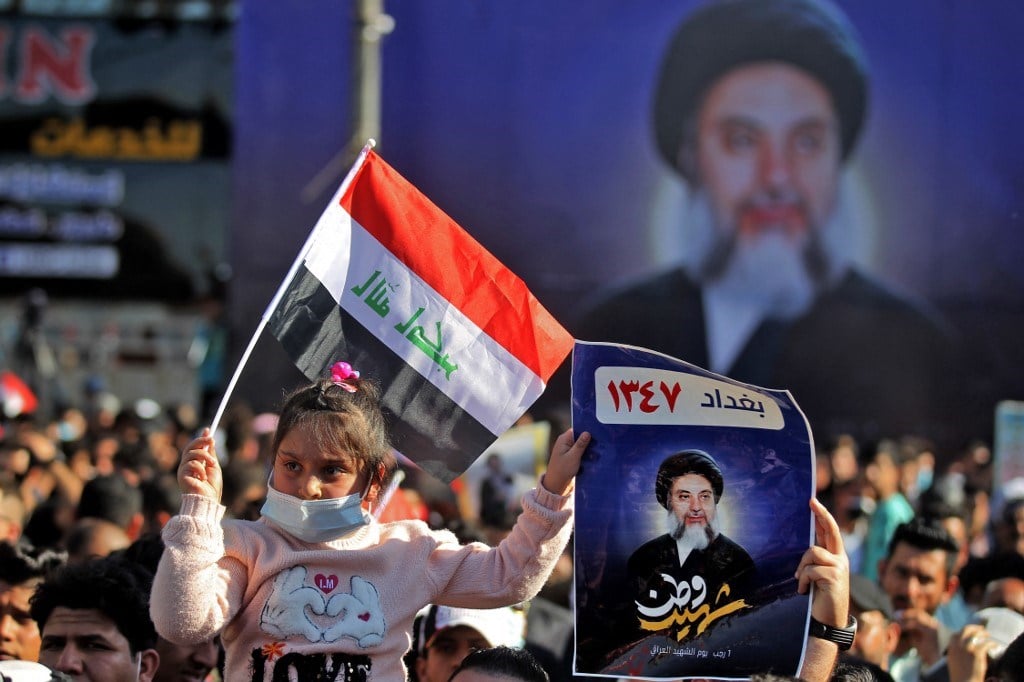 خلال تجمع وسط بغداد لإحياء ذكرى يوم الشهيد العراقي - 12 فبراير 2021 (أ.ف.ب)