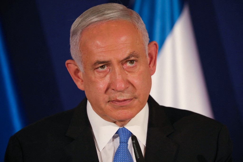 نتنياهو خلال مؤتمر صحفي في القدس المحتلة - 11 مارس 2021 (أ.ف.ب)