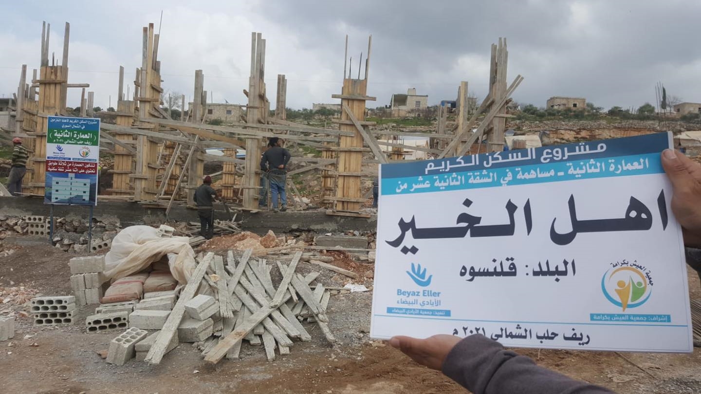 صورة تظهر مشروع السكن في ريف حلب الذي تقوم به الجمعية