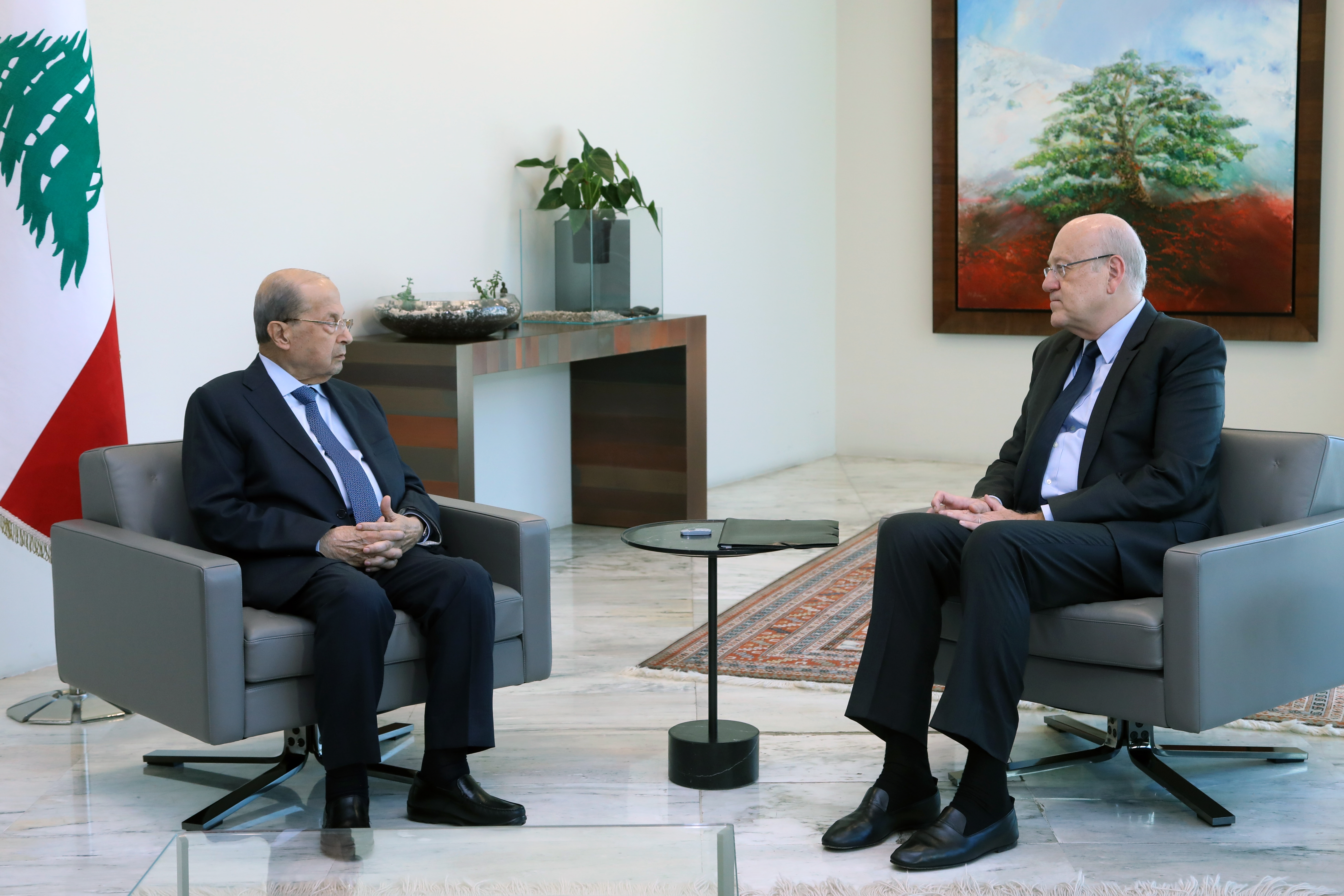 عون وميقاتي في قصر بعبدا في 16 آب/أغسطس.