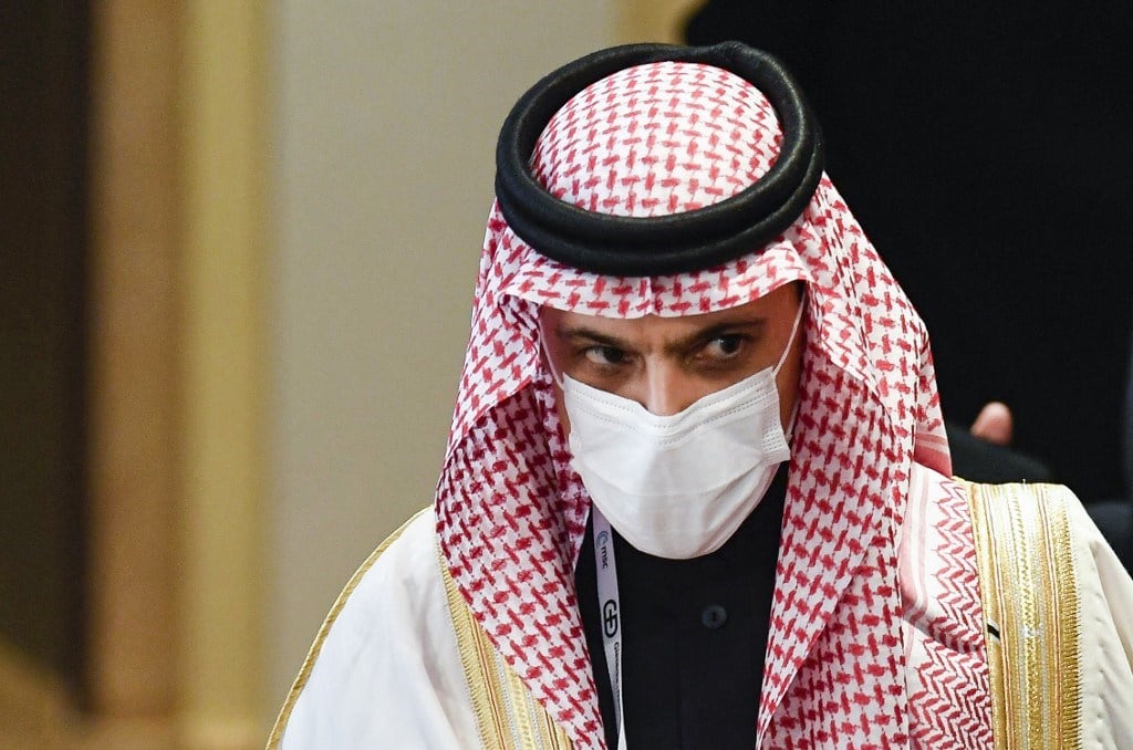 وزير الخارجية السعودية فيصل بن فرحان آل سعود خلال مؤتمر ميونيخ الأمني/ ألمانيا 18 شباط/ فبراير 2022 (أ ف ب).