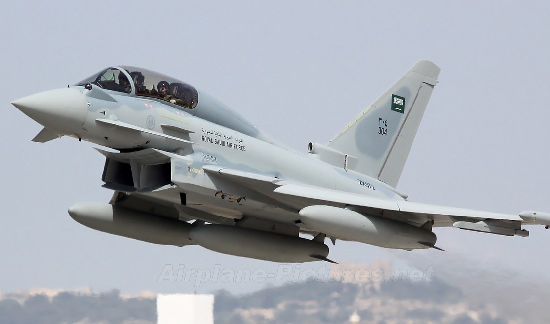 مقاتلة سعودية من نوع تايفون بريطانية الصنع استخدمتها الرياض في حربها ضد اليمن