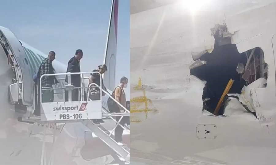 لحظات رعب بالفيديو... شاحنة تقتحم طائرة ركاب