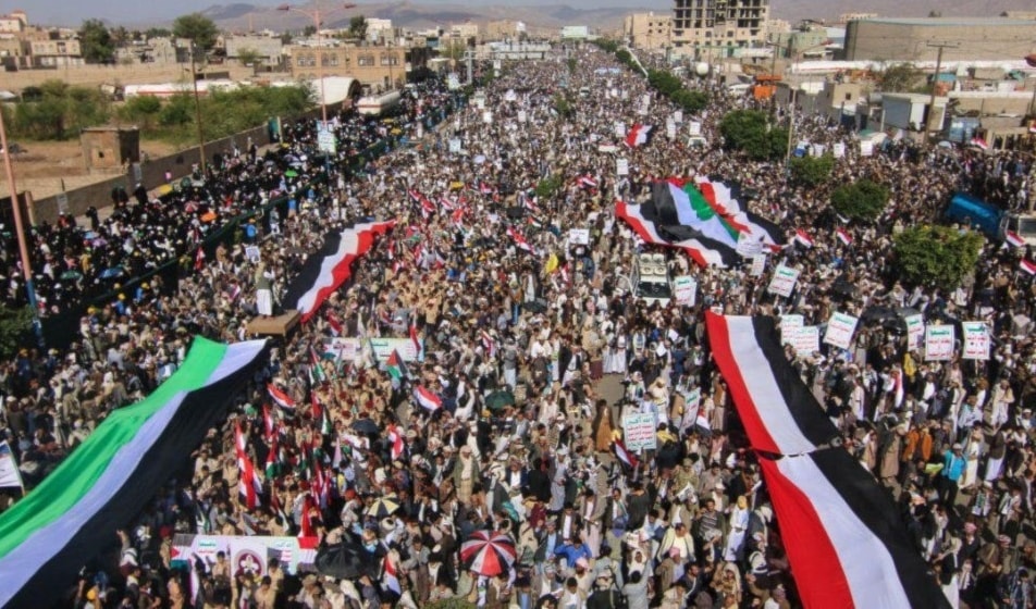 اليمنيون يحتشدون نُصرةً للشعب الفلسطيني (أرشيف).