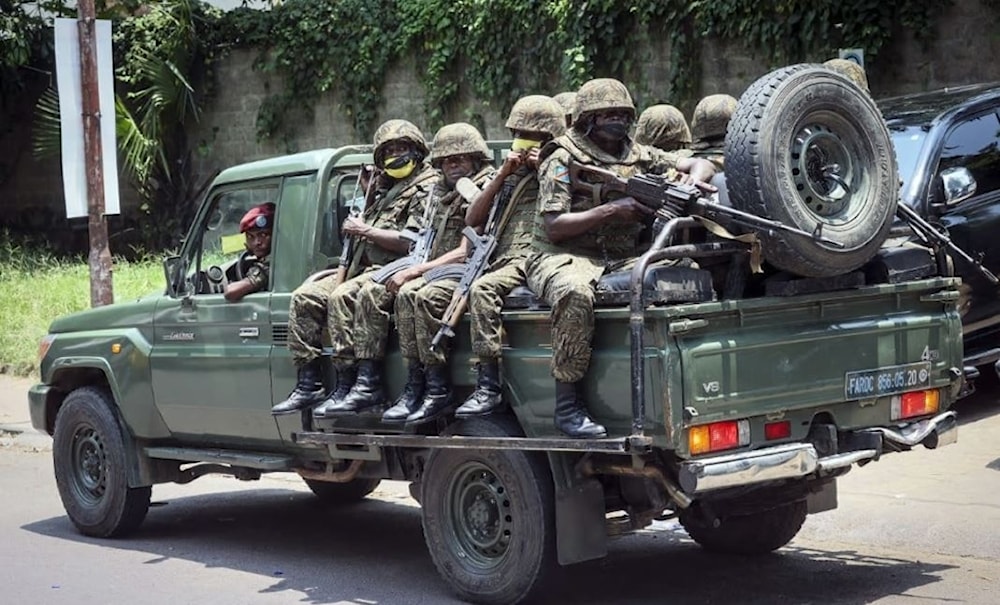جنود في كينشاسا، جمهورية الكونغو الديمقراطية، في 19 شباط/فبراير 2022 