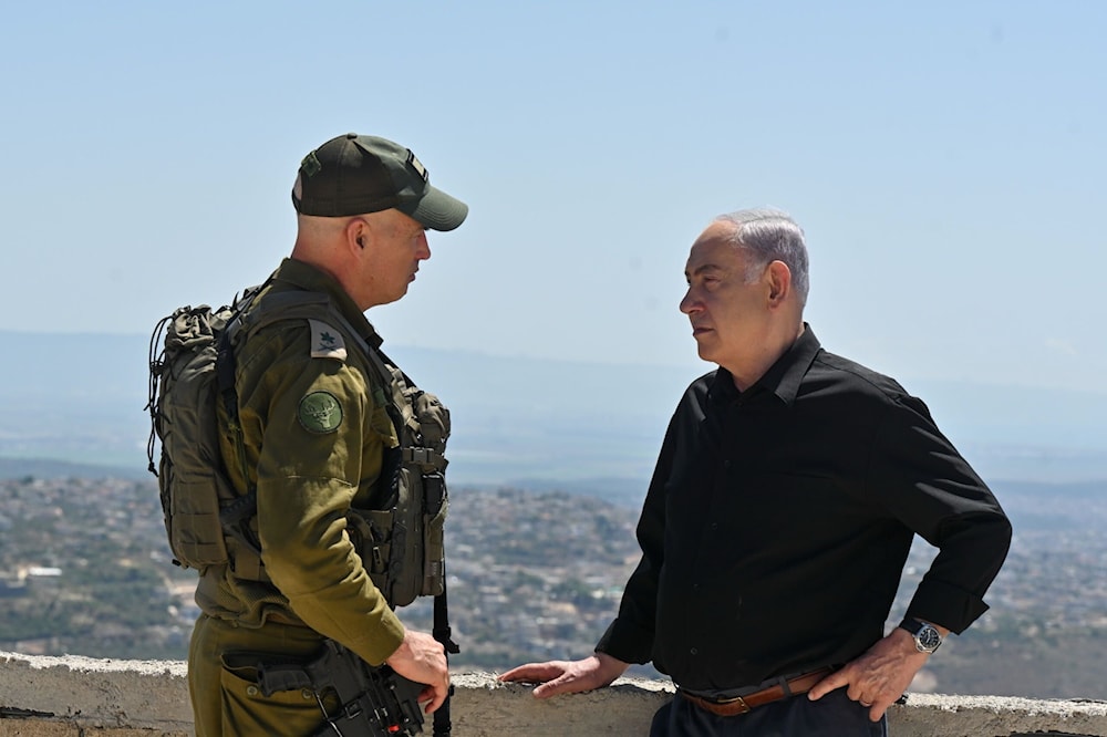 رئيس حكومة العدو بنيامين نتنياهو ورئيس القيادة الشمالية للجيش الإسرائيلي، في جولة على الحدود الشمالية مع لبنان (25-06-2024)