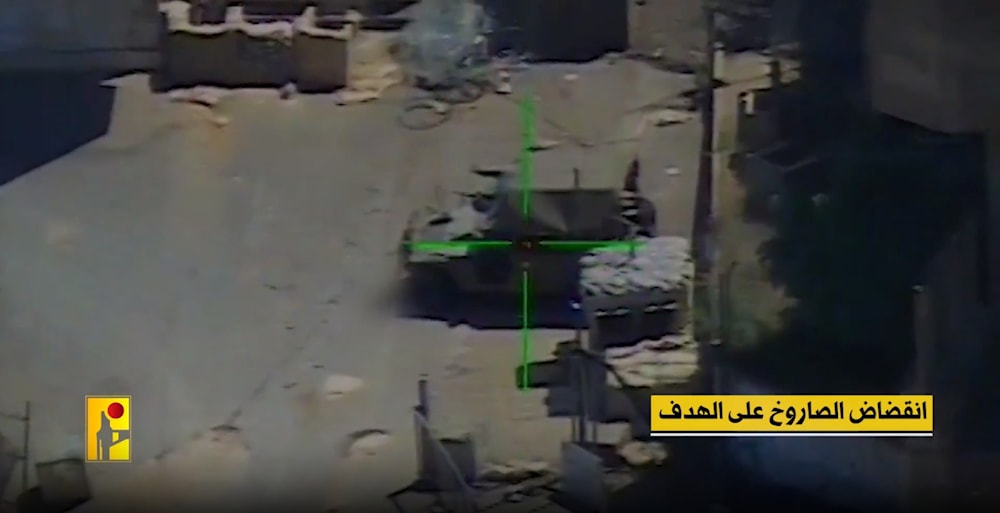 من مشاهد عن استهداف حزب الله آليةً عسكريةً إسرائيليةً في موقع 