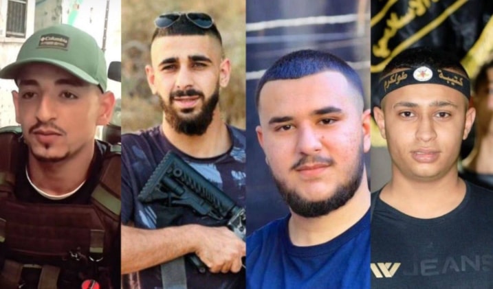 الشهداء الـ 4 الذين اغتالهم الاحتلال الإسرائيلي في مخيم نور شمس شرقي طولكرم (تواصل اجتماعي)