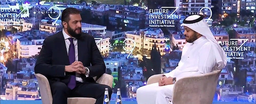 جلسة الرئيس السوري الانتقالي أحمد الشرع في مبادرة مستقبل الاستثمار (قناة