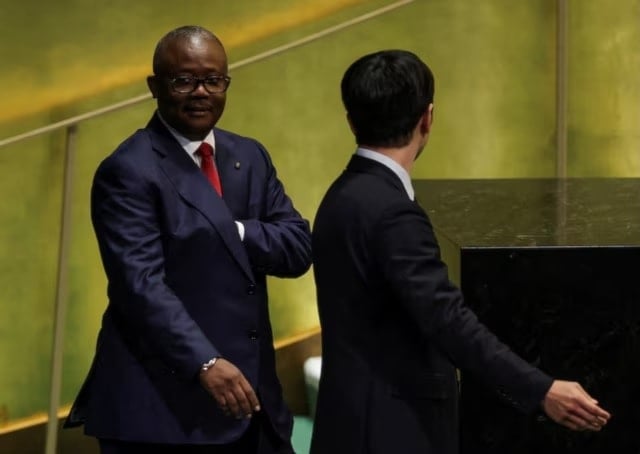 رئيس غينيا بيساو عمر سيسوكو إمبالو خلال مشاركته بالجمعية العامة للأمم المتحدة (رويترز)