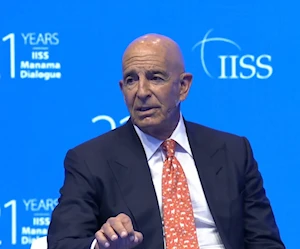 المبعوث الأميركي الخاص إلى سوريا، توماس براك في منتدى حوار المنامة (مواقع تواصل) المبعوث الأميركي الخاص إلى سوريا، توماس براك في منتدى حوار المنامة (مواقع تواصل)