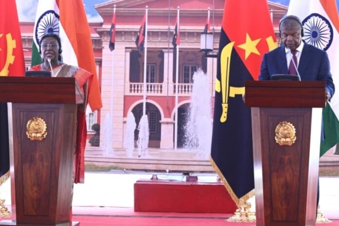 مؤتمر صحافي لرئيسة الهند دروبادي مورمو ورئيس أنغولا جواو لورينكو