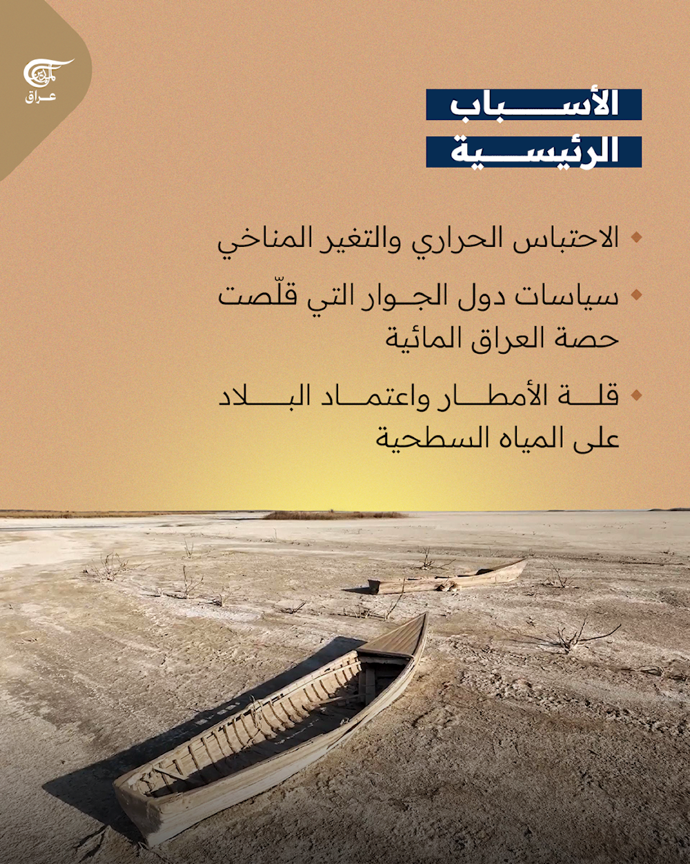  كارثة بيئية جديدة في العراق..هور الدلمج يختفي تحت وطأة الجفاف وشحّ المياه!