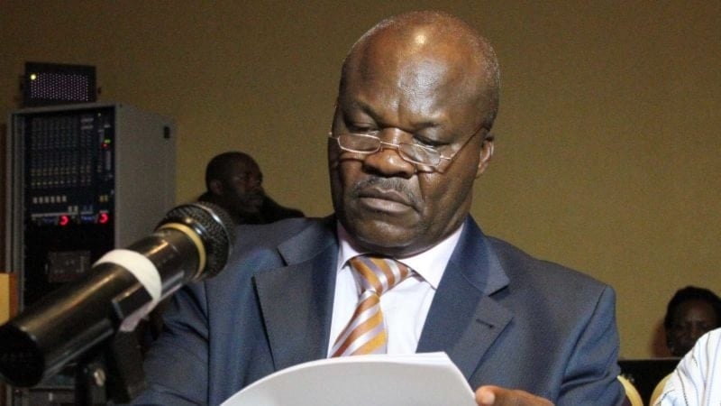 زعيم المتمردين الكونغوليين السابق روجر لومبالا خلال جلسة المحاكمة