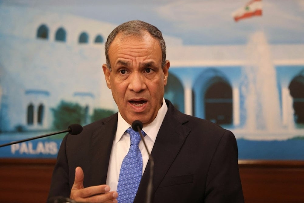 وزير الخارجية المصري، بدر عبد العاطي، خلال المؤتمر الصحافي الذي عقده في القصر الجمهوري في بعبدا، عقب لقائه الرئيس اللبناني، جوزف عون (أ ف ب)