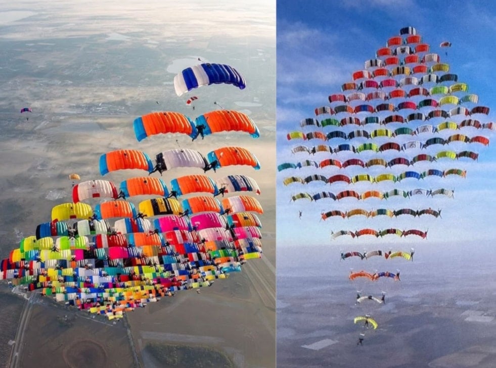 حطموا رقماً قياسياً.. أكثر من 100 مظلي رسموا لوحة تشكيلية فوق فلوريدا ( فيديو)