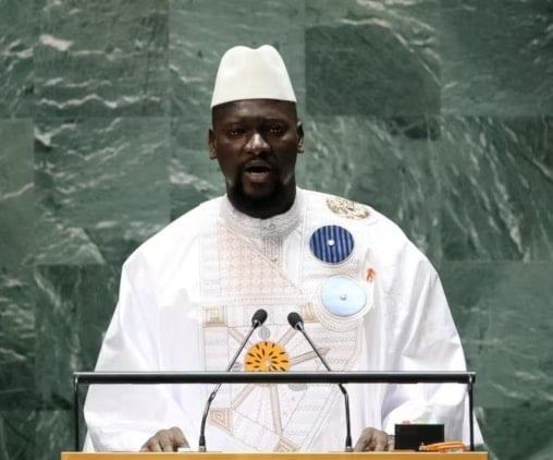 رئيس غينيا مامادي دومبويا يلقي كلمة أمام الجمعية العامة للأمم المتحدة 2023 (رويترز)