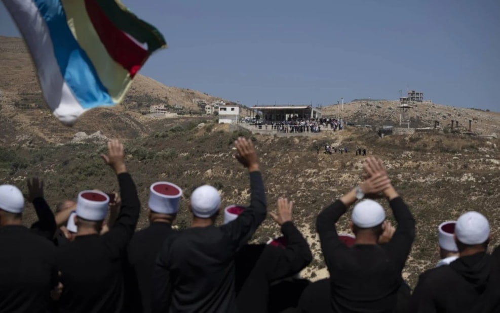 من مظاهرة لأهالي الجولان السوري المحتل تندد بالاحتلال الإسرائيلي (أرشيفية)