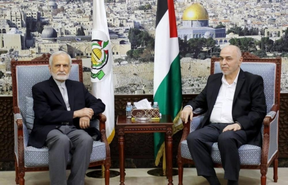 رئيس المجلس القيادي لحماس، محمد درويش، يلتقي رئيس المجلس الاستراتيجي للعلاقات الخارجية في إيران، كمال خرازي. الدوحة، 12 أيار/مايو 2025 (وكالات)