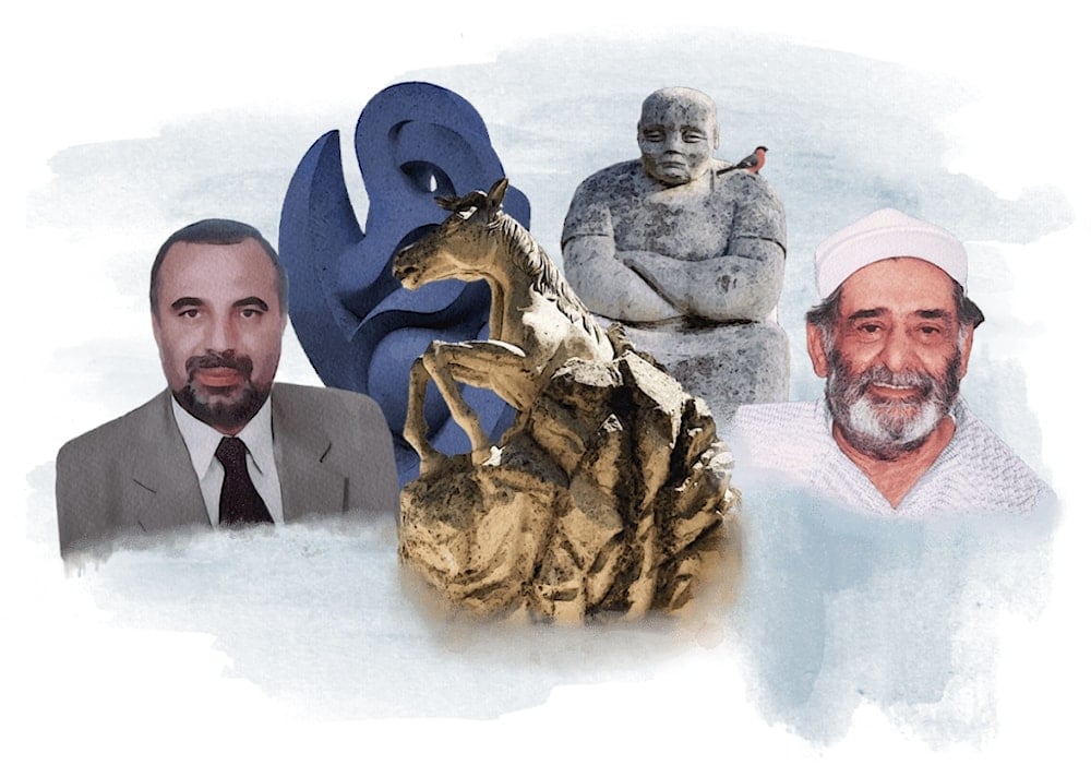 صورة أرشيفية تجمع رئيس البلدية وجدي مراد والفنان عارف الريس مع تجسيد لـ 