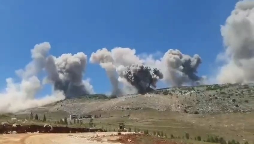 سلسلة غارات شنّها الاحتلال الإسرائيلي على قرى في قضاء النبطية جنوبي لبنان (مواقع تواصل اجتماعي)