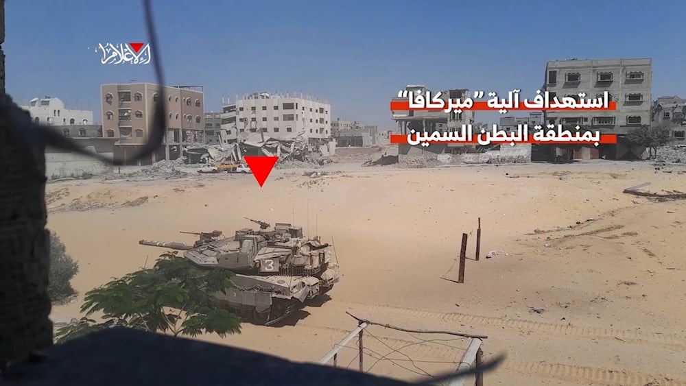 القسام تستهدف دبابة إسرائيلية جنوب خان يونس 