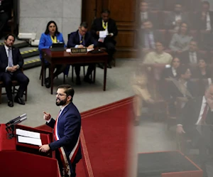 الرئيس التشيلي، غابرييل بوريك، يتحدث خلال خطابه السنوي في مبنى الكونغرس الوطني في فالبارايسو (1 حزيران/يونيو 2025 - "رويترز") الرئيس التشيلي، غابرييل بوريك، يتحدث خلال خطابه السنوي في مبنى الكونغرس الوطني في فالبارايسو (1 حزيران/يونيو 2025 - "رويترز")