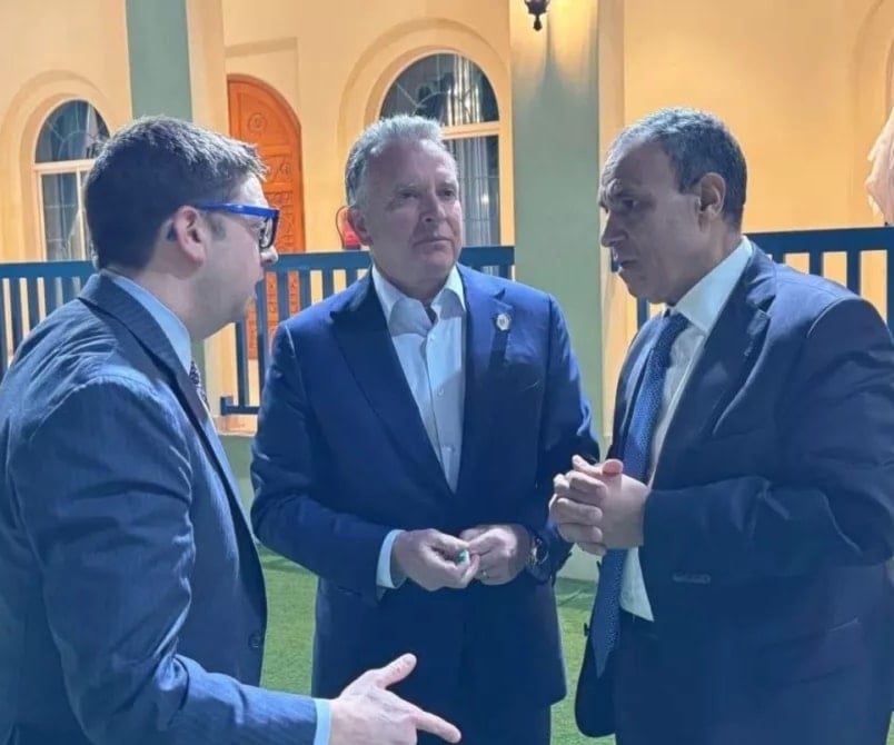 وزير الخارجية المصري بدر عبد العاطى والمبعوث الأميركي للشرق الأوسط ستيف ويتكوف ومنسق الشرق الأوسط في مجلس الأمن القومي الأميركي إريك تريغر