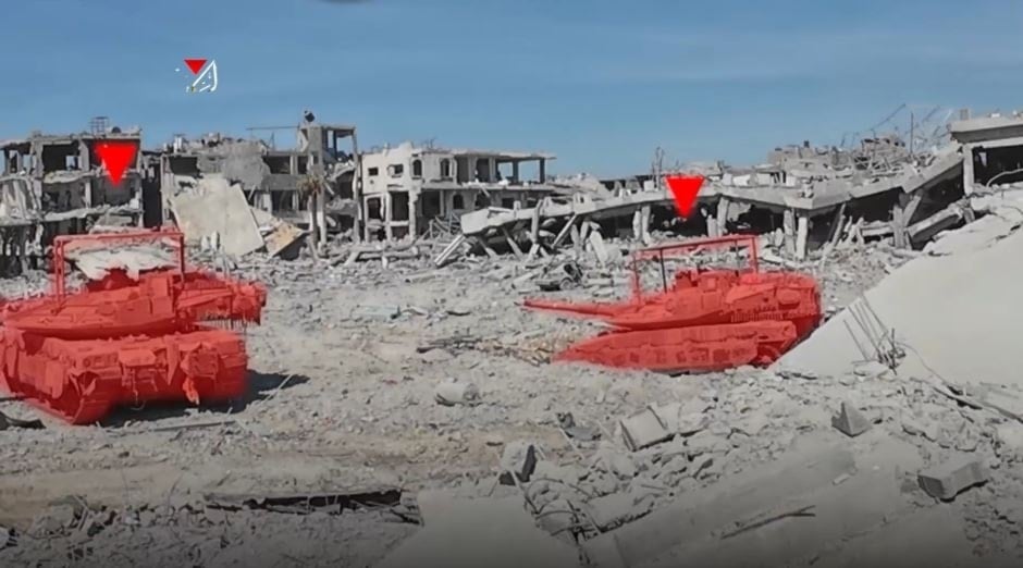  من استهداف جنود وآليات الاحتلال في مدينة جباليا شمالي قطاع غزة بتاريخ 12 تموز/يوليو 2025 