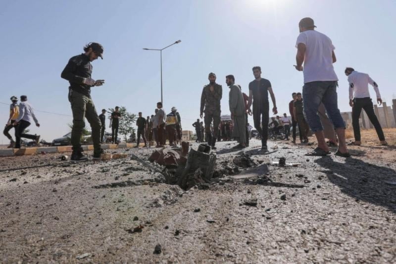 موقع غارة بطائرة بدون طيار في بزاعة بالقرب من الباب في محافظة حلب في سوريا (أرشيفية)