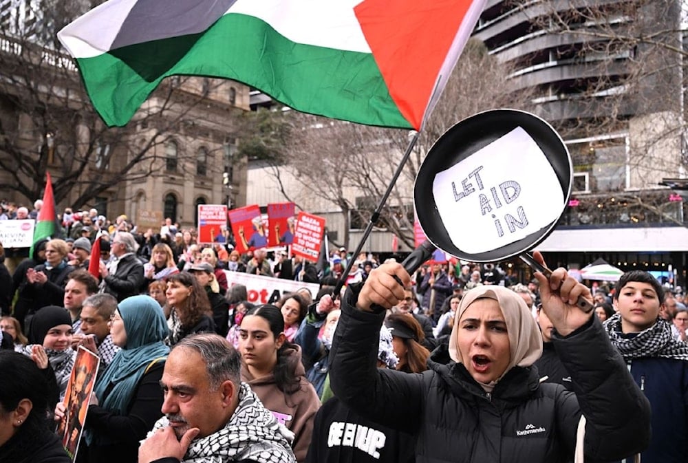 تظاهر مؤيدين للفلسطينيين في وسط ملبورن في أستراليا - 27 تموز/يوليو 2025 (أ ف ب)