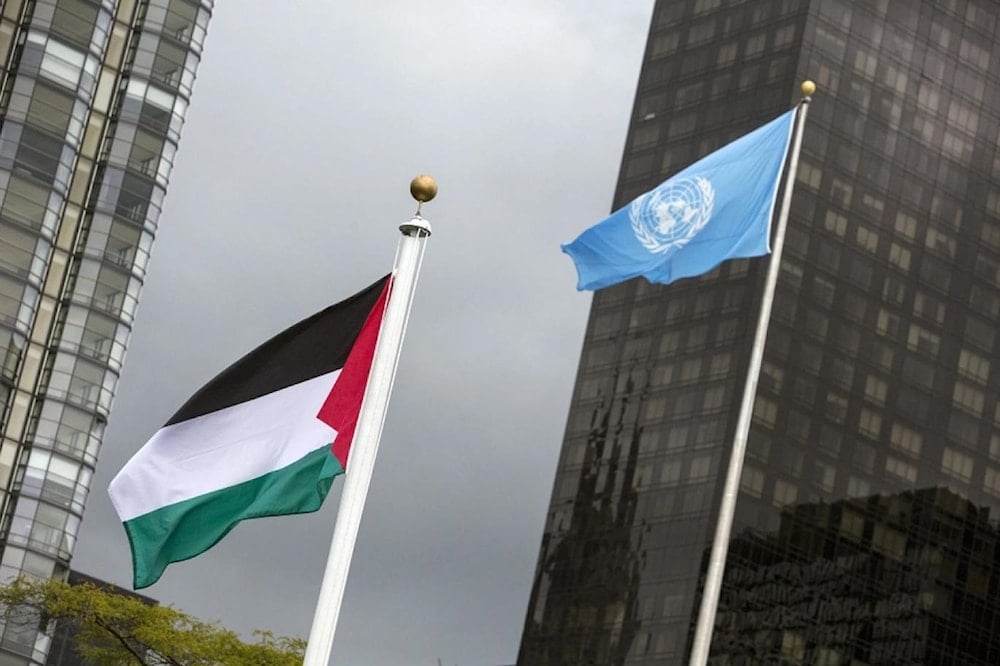 علما الأمم المتحدة وفلسطين في نيويورك (رويترز)