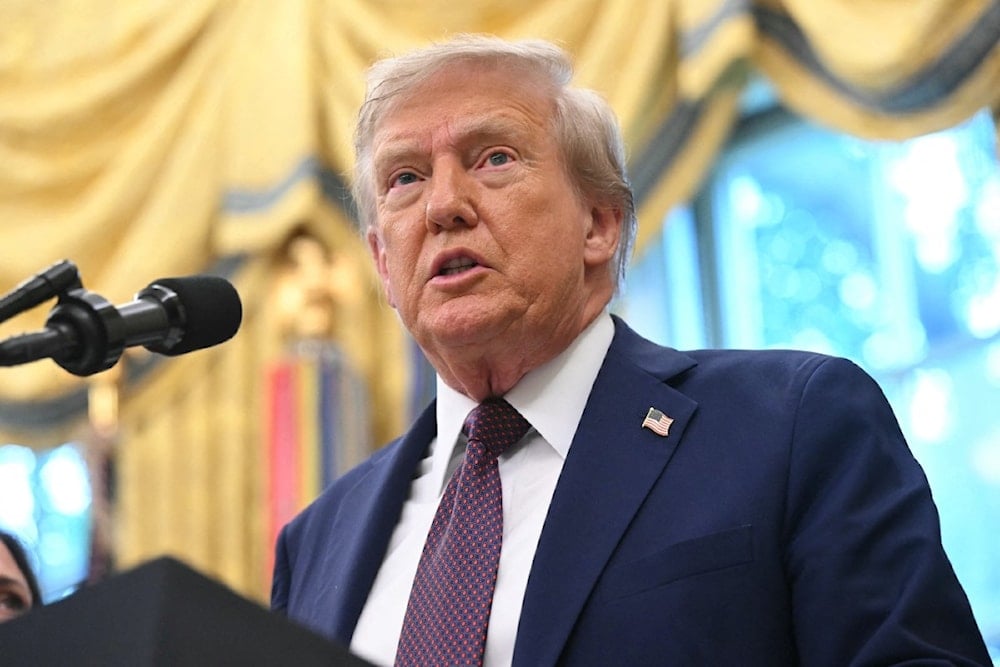 الرئيس الأميركي، دونالد ترامب، خلال كلمة له في البيت الأبيض، أعلن فيها نقل مقر قيادة الفضاء الأميركية من كولورادو إلى ألاباما (أ ف ب)